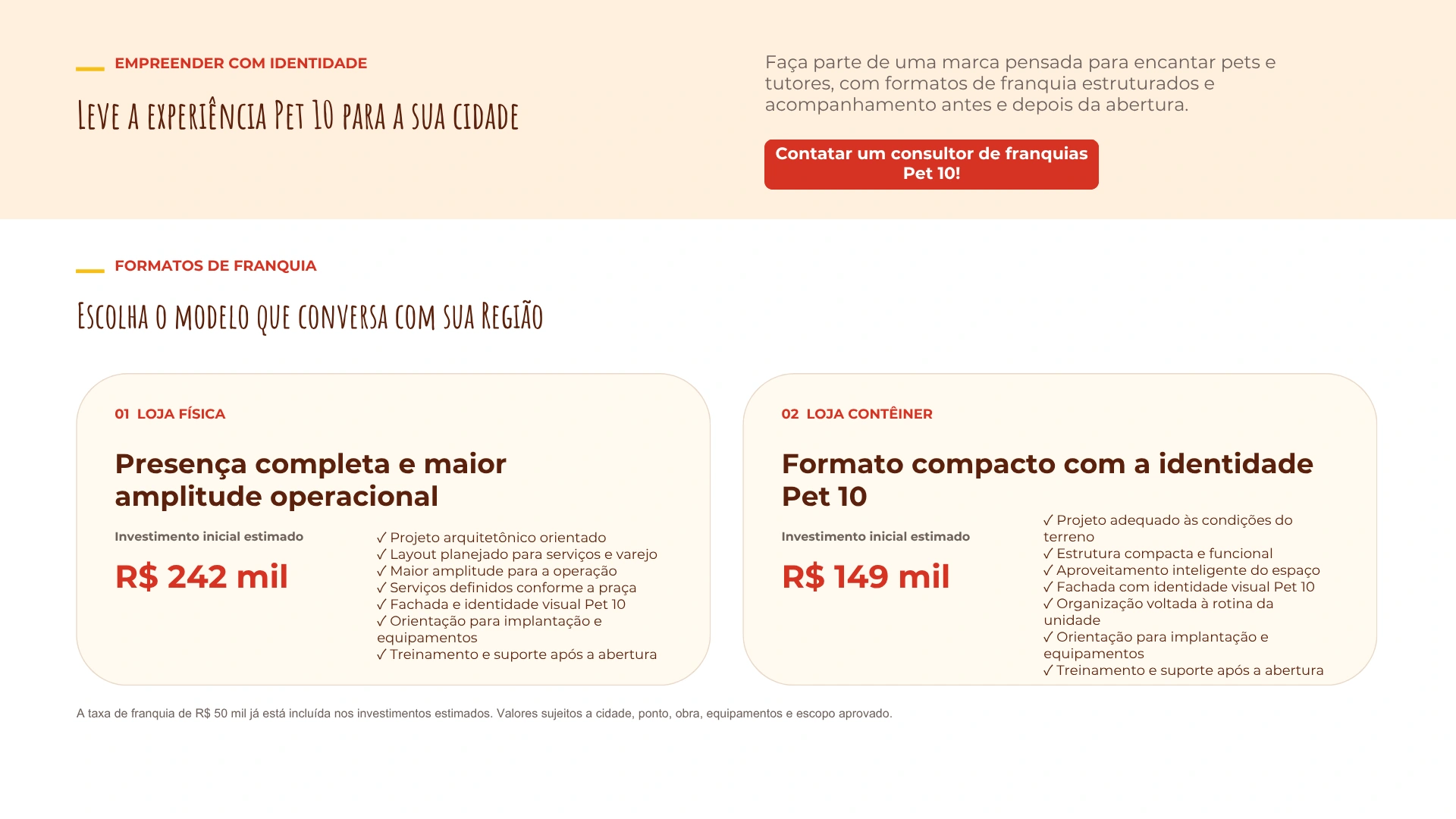 Modelos de franquia: loja física e loja contêiner