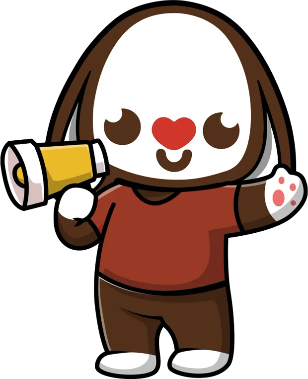 Mascote Ten com megafone